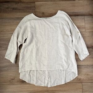 Terzo Millennio Off White Linen Tunic Blouse Made in Italy M
